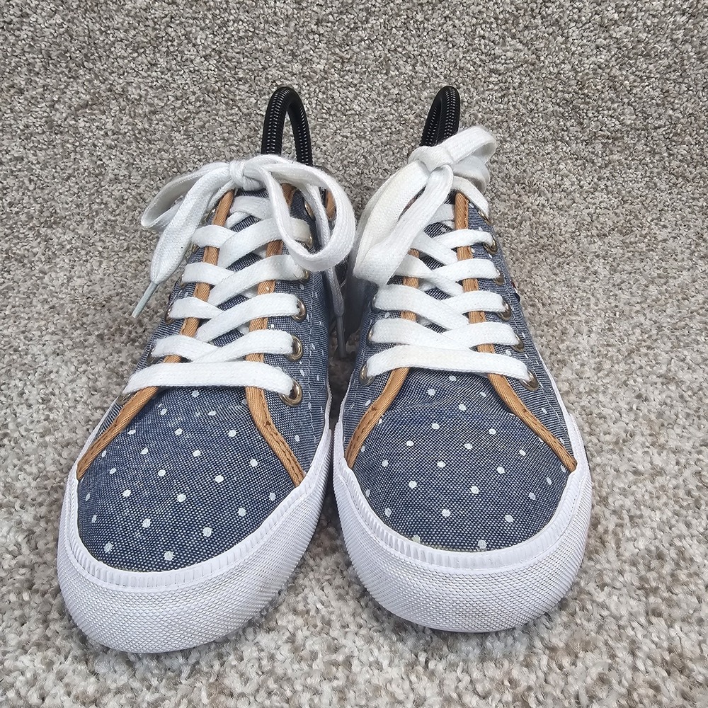 TOMMY HILFIGER Twalovie Casual Sneakers Women's 7 M Blue Polkadots Denim Shoes - Picture 2 of 15